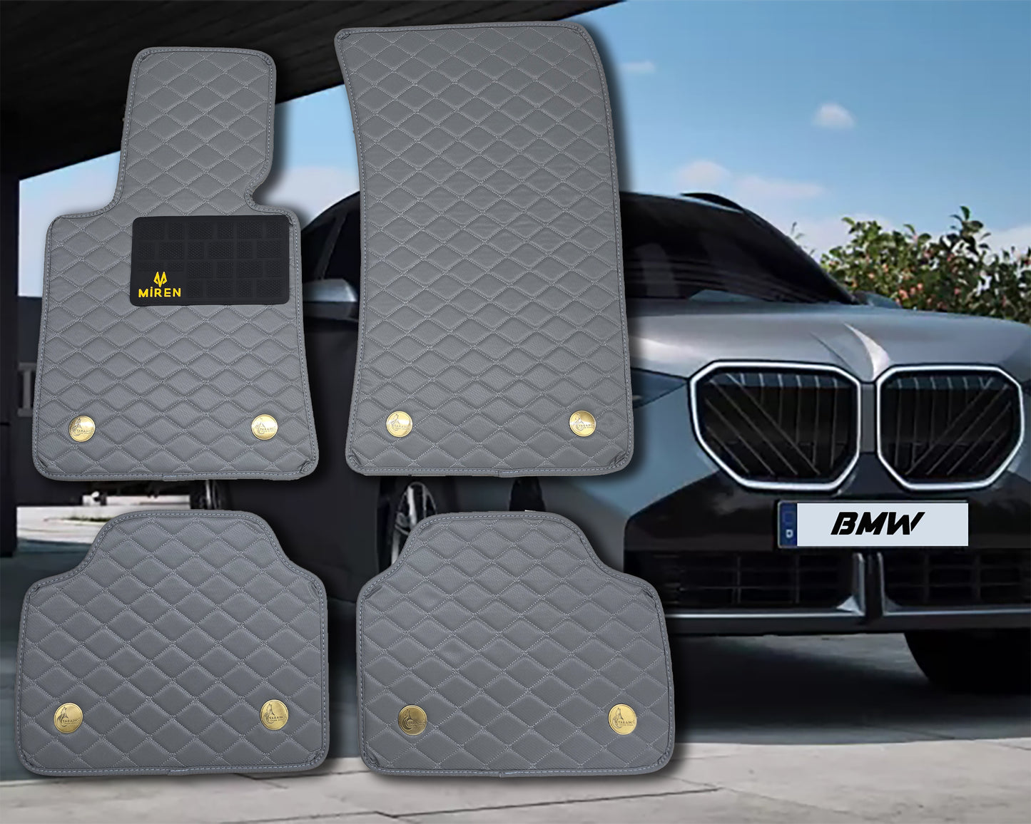 Diamond Stitching Carbon Fiber Style Car Mats for BMW Series 5