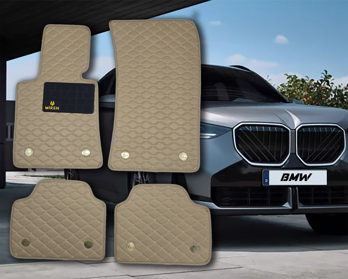 Diamond Stitching Carbon Fiber Style Car Mats for BMW Series 5
