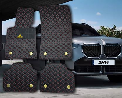 Diamond Stitching Carbon Fiber Style Car Mats for BMW Series 5