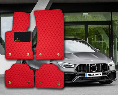 Diamond Stitching Faux Leather Flat Car Mats for Mercedes A Class