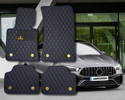 Diamond Stitching Faux Leather Flat Car Mats for Mercedes A Class