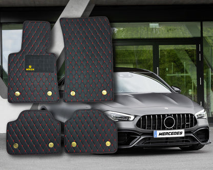 Diamond Stitching Faux Leather Flat Car Mats for Mercedes A Class